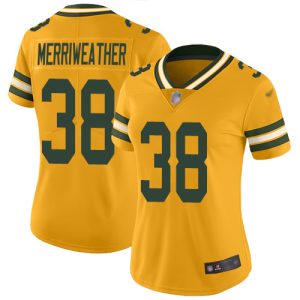 Amazing Packers #38 Ellis Merriweather Gold Women's Stitched NFL Limited Inverted Legend Jersey to showcase your team pride