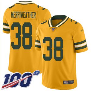 Fantastic Packers #38 Ellis Merriweather Gold Youth Stitched NFL Limited Inverted Legend 100th Season Jersey for die hard Packers fans
