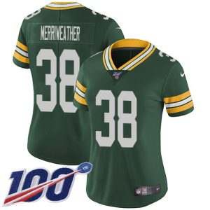 Outstanding Packers #38 Ellis Merriweather Green Team Color Women's Stitched NFL 100th Season Vapor Untouchable Limited Jersey to stand out at the stadium