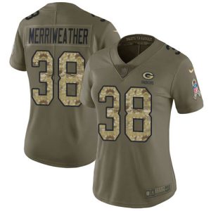Terrific Packers #38 Ellis Merriweather Olive/Camo Women's Stitched NFL Limited 2017 Salute To Service Jersey for ultimate sports enthusiasts