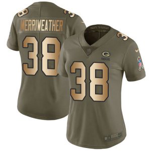 Fantastic Packers #38 Ellis Merriweather Olive/Gold Women's Stitched NFL Limited 2017 Salute To Service Jersey for ultimate sports enthusiasts
