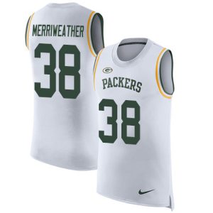 Terrific Packers #38 Ellis Merriweather White Men's Stitched NFL Limited Rush Tank Top Jersey for ultimate sports enthusiasts
