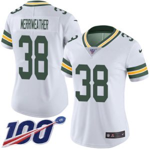 Gorgeous Packers #38 Ellis Merriweather White Women's Stitched NFL 100th Season Vapor Untouchable Limited Jersey perfect for game day celebrations