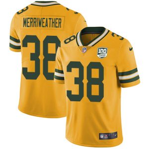 Amazing Packers #38 Ellis Merriweather Yellow Men's 100th Season Stitched NFL Limited Rush Jersey to showcase your team pride