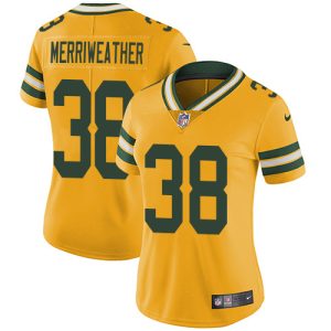 Terrific Packers #38 Ellis Merriweather Yellow Women's Stitched NFL Limited Rush Jersey to showcase your team pride