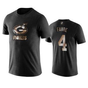 Stunning Packers #4 Brett Favre Black NFL Black Golden 100th Season T Shirts to showcase your team pride