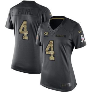 Outstanding Packers #4 Brett Favre Black Women's Stitched NFL Limited 2016 Salute to Service Jersey to stand out at the stadium