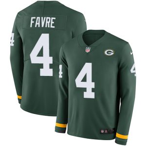 Fantastic Packers #4 Brett Favre Green Team Color Men's Stitched NFL Limited Therma Long Sleeve Jersey for ultimate sports enthusiasts