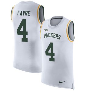 Outstanding Packers #4 Brett Favre White Men's Stitched NFL Limited Rush Tank Top Jersey to showcase your team pride