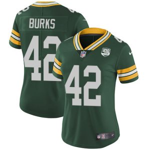 Unique Packers #42 Oren Burks Green Team Color Women's 100th Season Stitched NFL Vapor Untouchable Limited Jersey for die hard Packers fans
