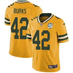 Amazing Packers #42 Oren Burks Yellow Men's 100th Season Stitched NFL Limited Rush Jersey for ultimate sports enthusiasts
