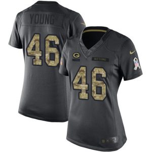 Fantastic Packers #46 Christian Young Black Women's Stitched NFL Limited 2016 Salute to Service Jersey for die hard Packers fans