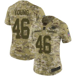 Unique Packers #46 Christian Young Camo Women's Stitched NFL Limited 2018 Salute To Service Jersey to stand out at the stadium