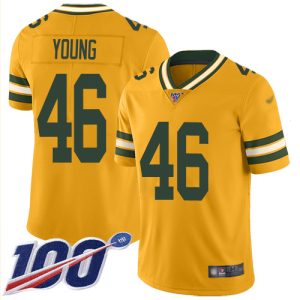 Gorgeous Packers #46 Christian Young Gold Youth Stitched NFL Limited Inverted Legend 100th Season Jersey for die hard Packers fans