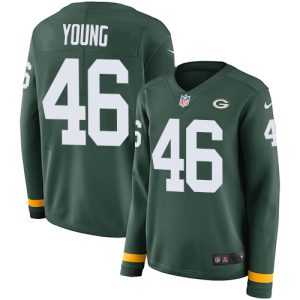 Fantastic Packers #46 Christian Young Green Team Color Women's Stitched NFL Limited Therma Long Sleeve Jersey a must have addition to your collection