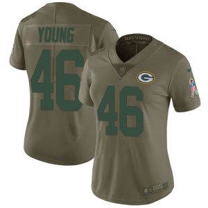 Stunning Packers #46 Christian Young Olive Women's Stitched NFL Limited 2017 Salute To Service Jersey for die hard Packers fans