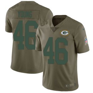 Amazing Packers #46 Christian Young Olive Youth Stitched NFL Limited 2017 Salute To Service Jersey for die hard Packers fans