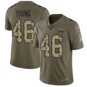 Stunning Packers #46 Christian Young Olive/Camo Youth Stitched NFL Limited 2017 Salute To Service Jersey for die hard Packers fans