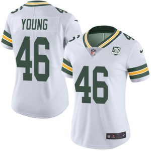 Stunning Packers #46 Christian Young White Women's 100th Season Stitched NFL Vapor Untouchable Limited Jersey for ultimate sports enthusiasts