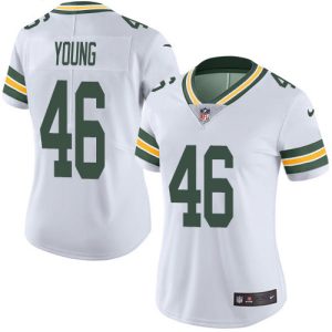 Gorgeous Packers #46 Christian Young White Women's Stitched NFL 100th Season Vapor Untouchable Limited Jersey perfect for game day celebrations