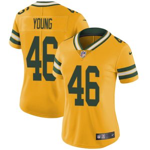 Unique Packers #46 Christian Young Yellow Women's Stitched NFL Limited Rush 100th Season Jersey to stand out at the stadium