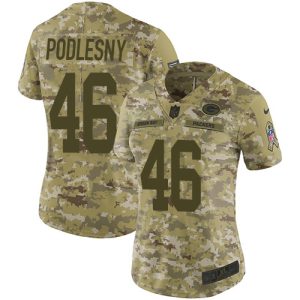 Amazing Packers #46 Jack Podlesny Camo Women's Stitched NFL Limited 2018 Salute To Service Jersey for ultimate sports enthusiasts