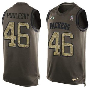 Fantastic Packers #46 Jack Podlesny Green Men's Stitched NFL Limited Salute To Service Tank Top Jersey to stand out at the stadium