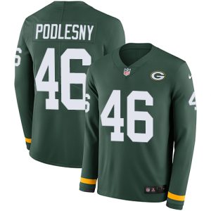 Amazing Packers #46 Jack Podlesny Green Team Color Youth Stitched NFL Limited Therma Long Sleeve Jersey perfect for game day celebrations