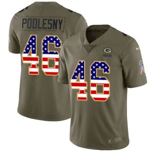 Outstanding Packers #46 Jack Podlesny Olive/USA Flag Youth Stitched NFL Limited 2017 Salute To Service Jersey for ultimate sports enthusiasts