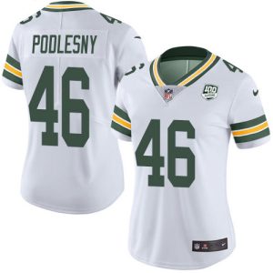 Gorgeous Packers #46 Jack Podlesny White Women's 100th Season Stitched NFL Vapor Untouchable Limited Jersey a must have addition to your collection