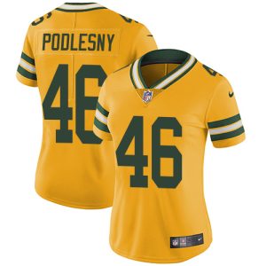 Amazing Packers #46 Jack Podlesny Yellow Women's Stitched NFL Limited Rush Jersey perfect for game day celebrations