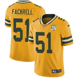 Unique Packers #51 Kyler Fackrell Yellow Men's 100th Season Stitched NFL Limited Rush Jersey for die hard Packers fans