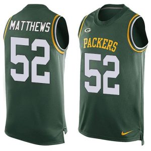 Amazing Packers #52 Clay Matthews Green Team Color Men's Stitched NFL Limited Tank Top Jersey for ultimate sports enthusiasts