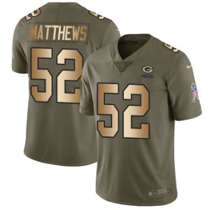 Amazing Packers #52 Clay Matthews Olive/Gold Men's Stitched NFL Limited 2017 Salute To Service Jersey for die hard Packers fans