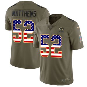 Unique Packers #52 Clay Matthews Olive/USA Flag Youth Stitched NFL Limited 2017 Salute to Service Jersey perfect for game day celebrations