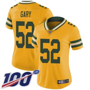 Gorgeous Packers #52 Rashan Gary Yellow Women's Stitched NFL Limited Rush 100th Season Jersey for ultimate sports enthusiasts