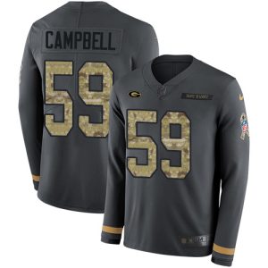 Unique Packers #59 De'Vondre Campbell Anthracite Salute to Service Youth Stitched NFL Limited Therma Long Sleeve Jersey for die hard Packers fans
