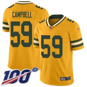 Outstanding Packers #59 De'Vondre Campbell Gold Men's Stitched NFL Limited Inverted Legend 100th Season Jersey perfect for game day celebrations