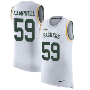 Outstanding Packers #59 De'Vondre Campbell White Men's Stitched NFL Limited Rush Tank Top Jersey perfect for game day celebrations