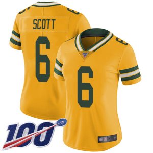 Terrific Packers #6 JK Scott Gold Women's Stitched NFL Limited Inverted Legend 100th Season Jersey for die hard Packers fans