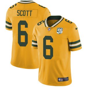 Terrific Packers #6 JK Scott Yellow Men's 100th Season Stitched NFL Limited Rush Jersey to showcase your team pride