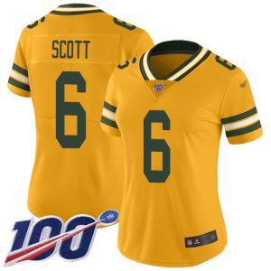 Amazing Packers #6 JK Scott Yellow Women's Stitched NFL Limited Rush 100th Season Jersey to stand out at the stadium