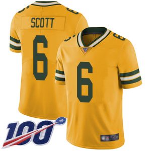 Amazing Packers #6 JK Scott Yellow Youth Stitched NFL Limited Rush 100th Season Jersey perfect for game day celebrations