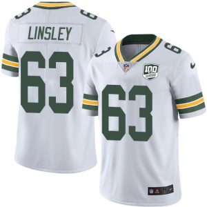 Amazing Packers #63 Corey Linsley White Men's 100th Season Stitched NFL Vapor Untouchable Limited Jersey for die hard Packers fans