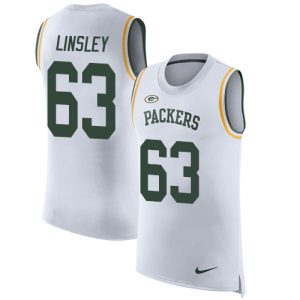 Fantastic Packers #63 Corey Linsley White Men's Stitched NFL Limited Rush Tank Top Jersey to showcase your team pride