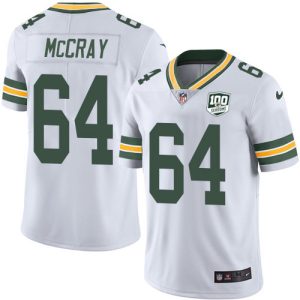Impressive Packers #64 Justin McCray White Men's 100th Season Stitched NFL Vapor Untouchable Limited Jersey for ultimate sports enthusiasts