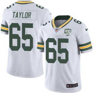 Terrific Packers #65 Lane Taylor White Men's 100th Season Stitched NFL Vapor Untouchable Limited Jersey to showcase your team pride