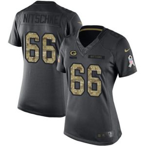 Outstanding Packers #66 Ray Nitschke Black Women's Stitched NFL Limited 2016 Salute to Service Jersey perfect for game day celebrations