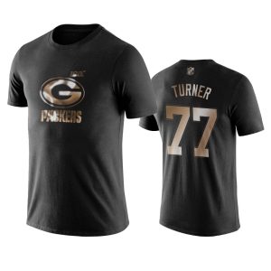 Outstanding Packers #77 Billy Turner Black NFL Black Golden 100th Season T Shirts for die hard Packers fans