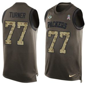 Stunning Packers #77 Billy Turner Green Men's Stitched NFL Limited Salute To Service Tank Top Jersey perfect for game day celebrations